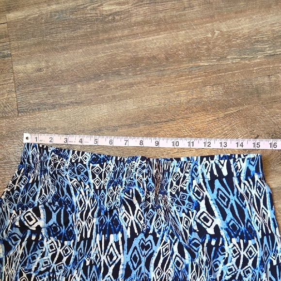 AB Studio Blue and White Geometric Wide Leg Pants Women's Size XL - Picture 5 of 9